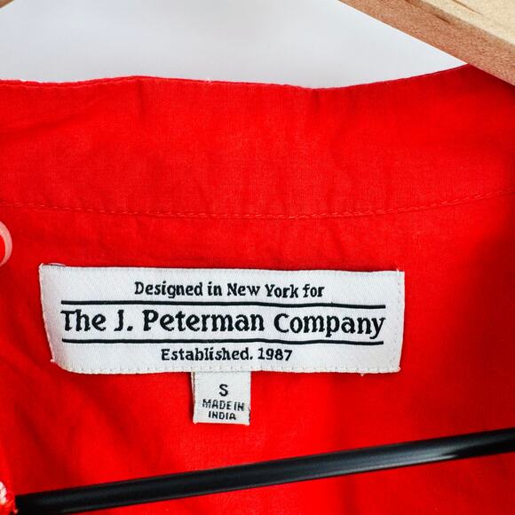 J. Peterman Embroidered Cotton Tunic Top Red-Orange Boho Peasant Style Small - Picture 3 of 8